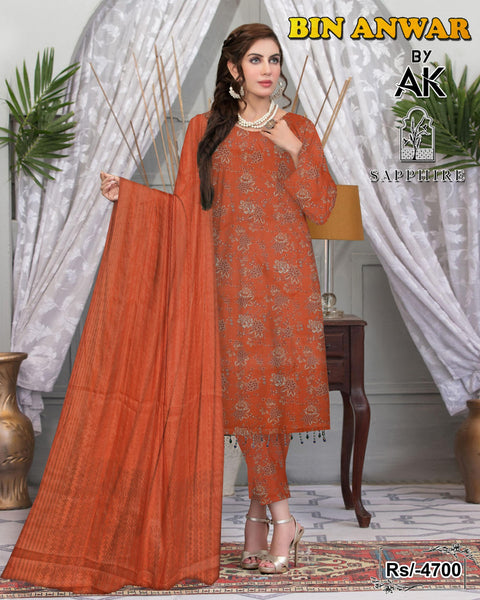 Majestic Digital Print Lawn 3-Piece Set (Unstitched)
