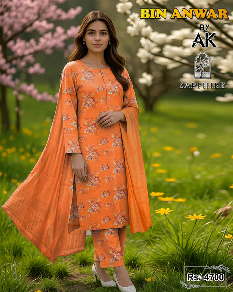 Majestic Digital Print Lawn 3-Piece Set (Unstitched)