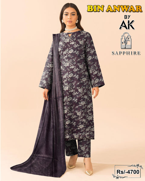 Majestic Digital Print Lawn 3-Piece Set (Unstitched)